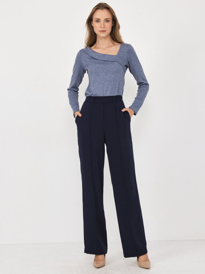 מכנסיים גומי בגב כיסי צד PROMO בצבע נייבי