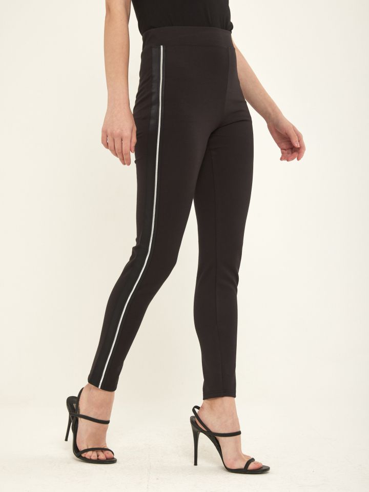 מכנסי טייץ גומי סרט לורקס בצבע שחור