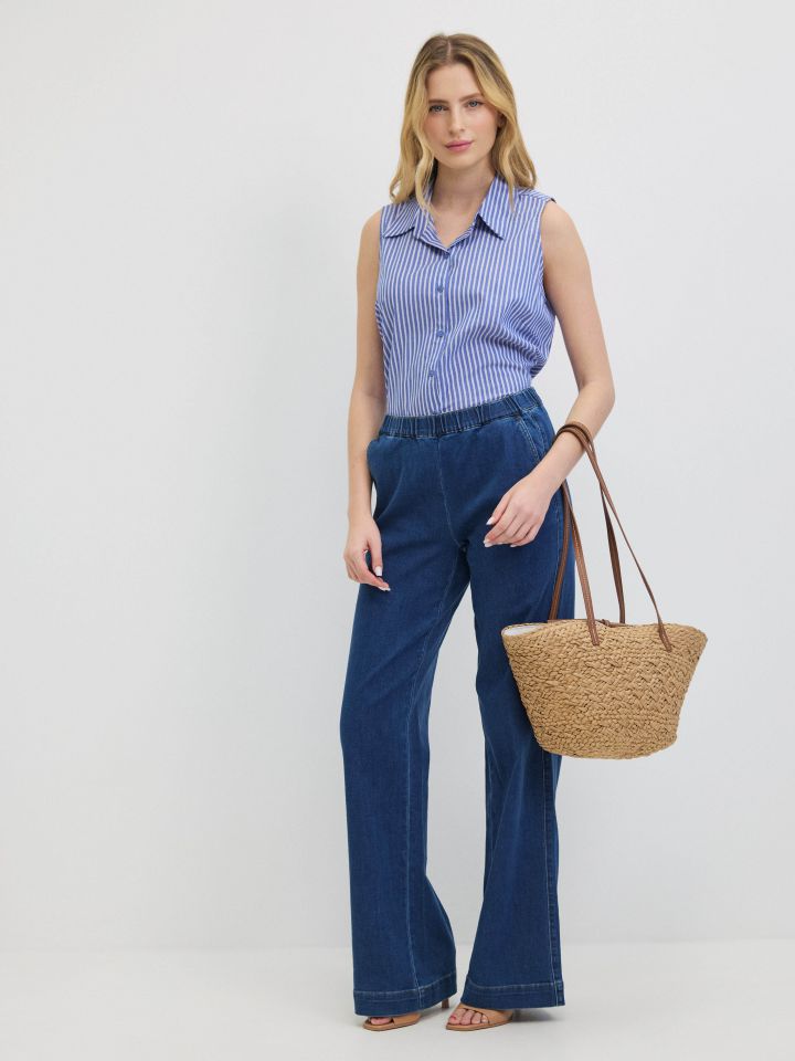 מכנסיים ג’ינס גומי PROMO בצבע ג’ינס