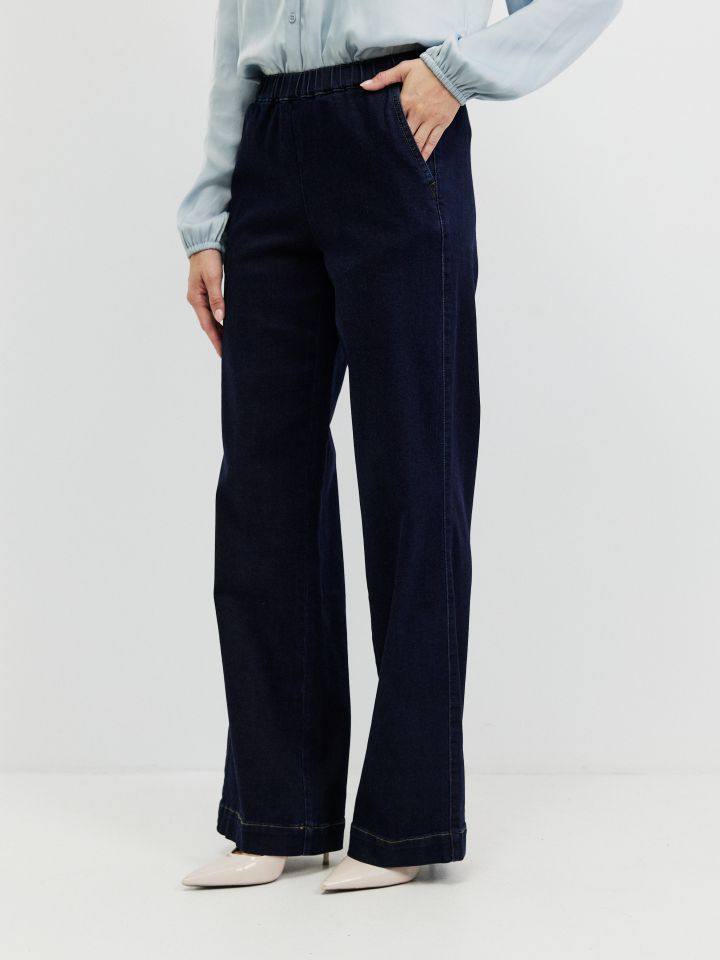 מכנסיים ג’ינס גומי PROMO בצבע ג’ינס כהה