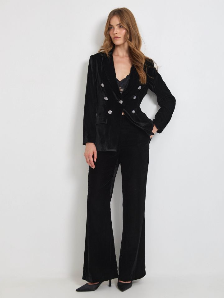 מכנסיים קטיפה פדלפון בצבע שחור