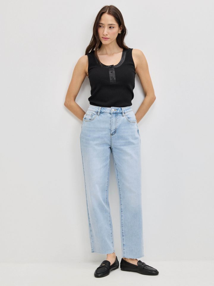 מכנסיים ג’ינס 8/9 PROMO בצבע ג’ינס בהיר