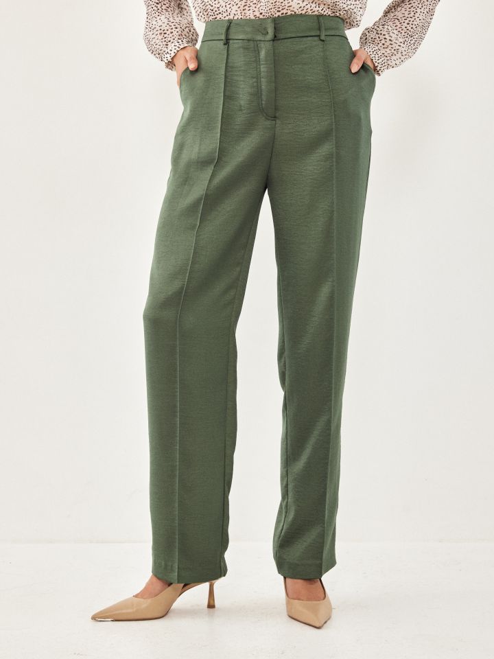 מכנסי סטן LIA בצבע ירוק