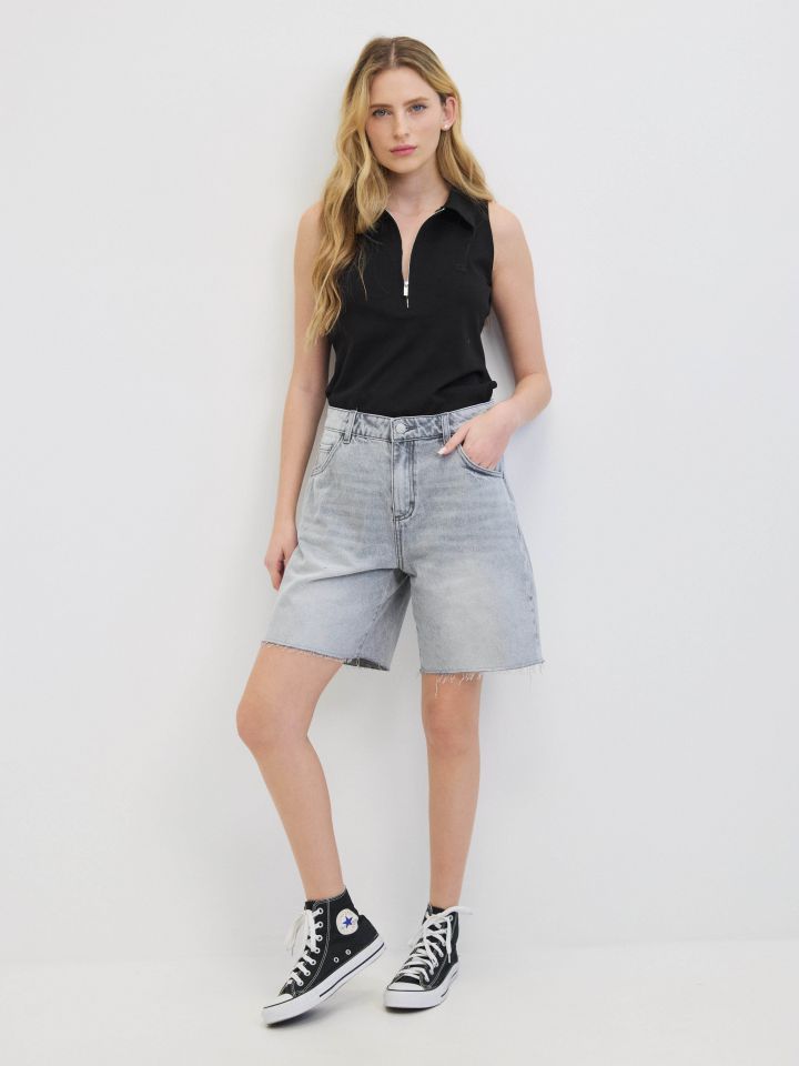 מכנסיים ג’ינס קצר PROMO בצבע ג’ינס אפור