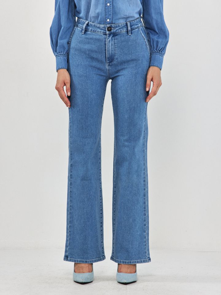 מכנסיים ג’ינס כיסי צד PROMO בצבע ג’ינס בהיר