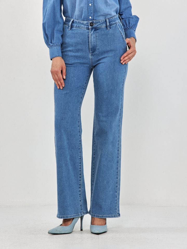 מכנסיים ג’ינס כיסי צד PROMO בצבע ג’ינס בהיר