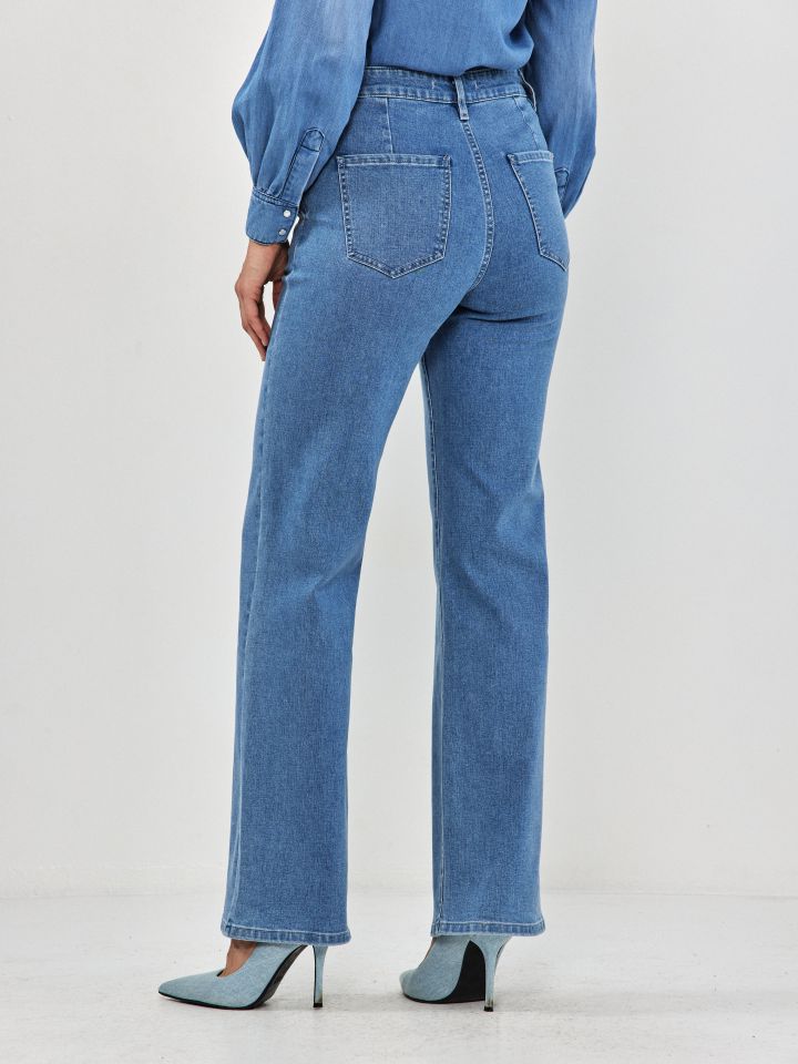 מכנסיים ג’ינס כיסי צד PROMO בצבע ג’ינס בהיר