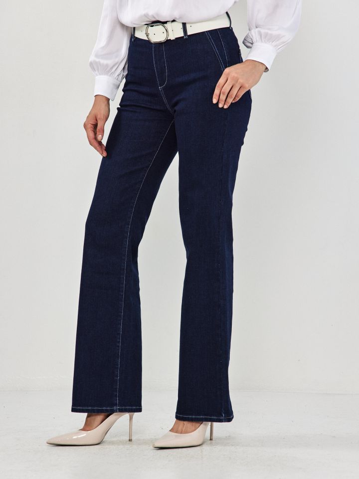 מכנסיים ג’ינס כיסי צד PROMO בצבע ג’ינס כהה