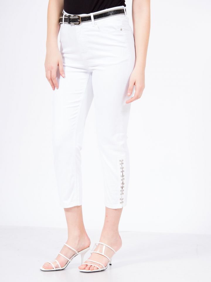 מכנסי דריל 8 קרסים בצבע לבן