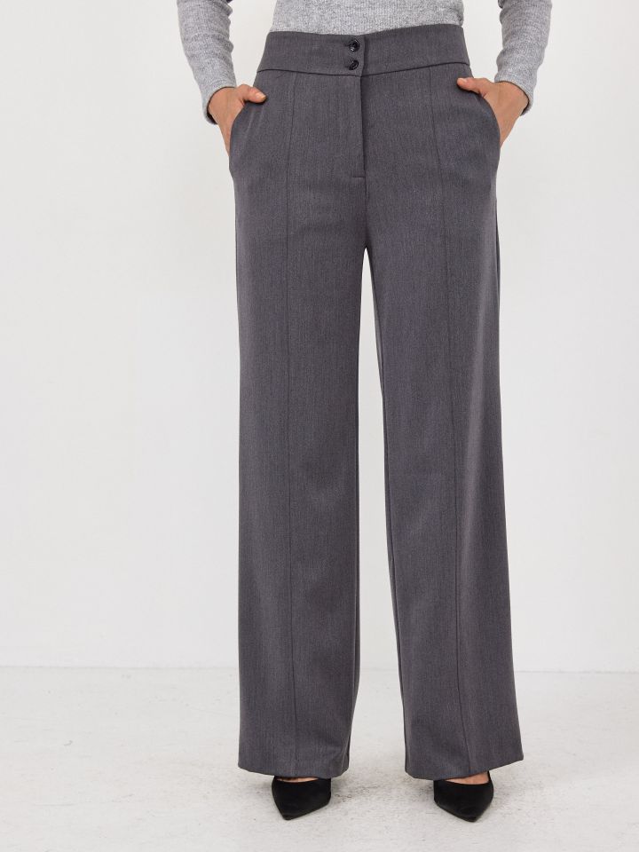 מכנסיים חגורה רחבה בצבע אפור מרנגו