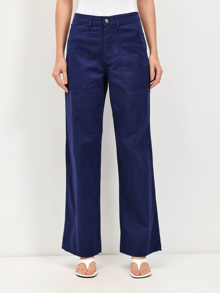 מכנסיים דריל כיסים בצבע כחול אינדיגו