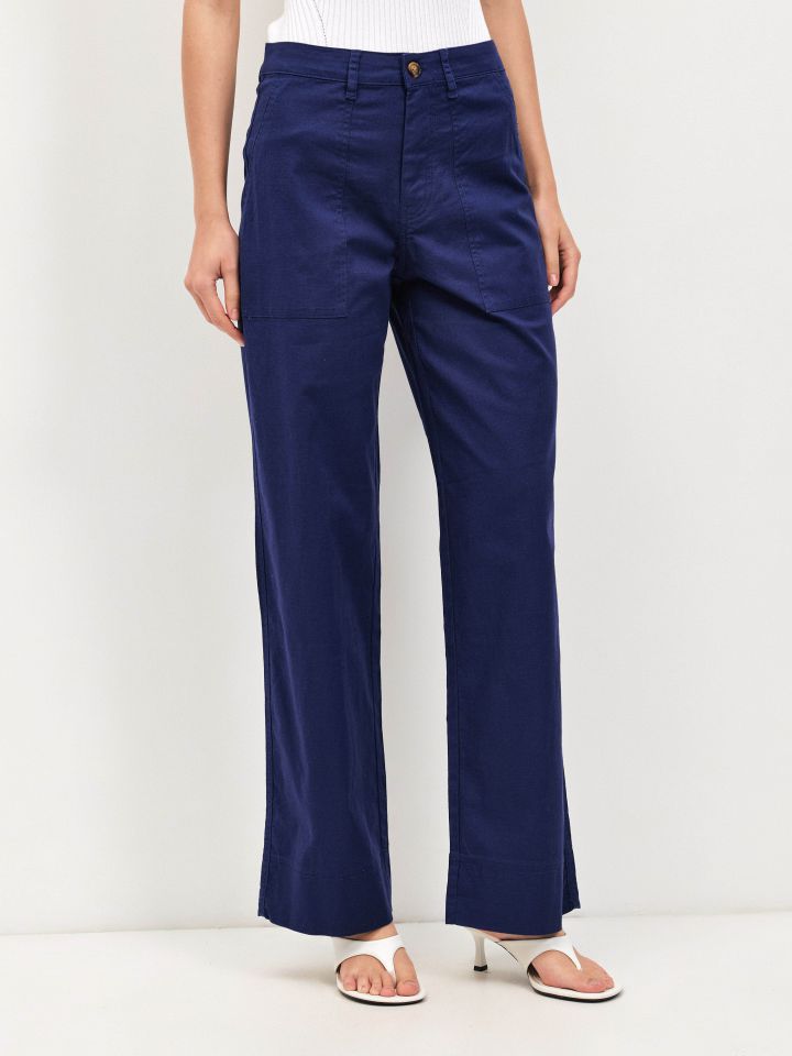 מכנסיים דריל כיסים בצבע כחול אינדיגו