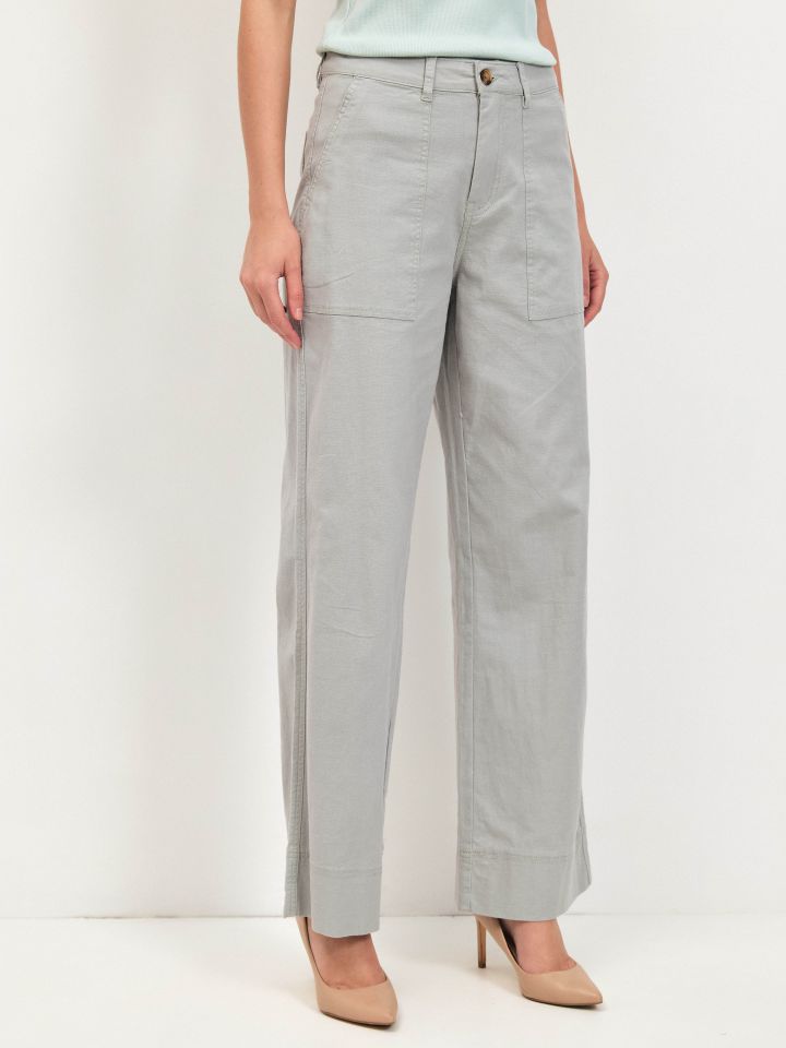 מכנסיים דריל כיסים בצבע ירוק בהיר