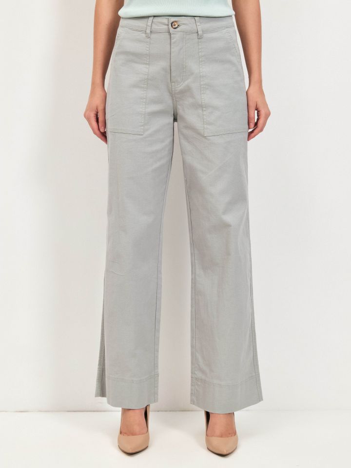 מכנסיים דריל כיסים בצבע ירוק בהיר