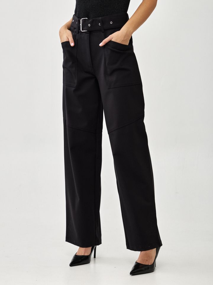 מכנסיים + חגורה YASMIN בצבע שחור