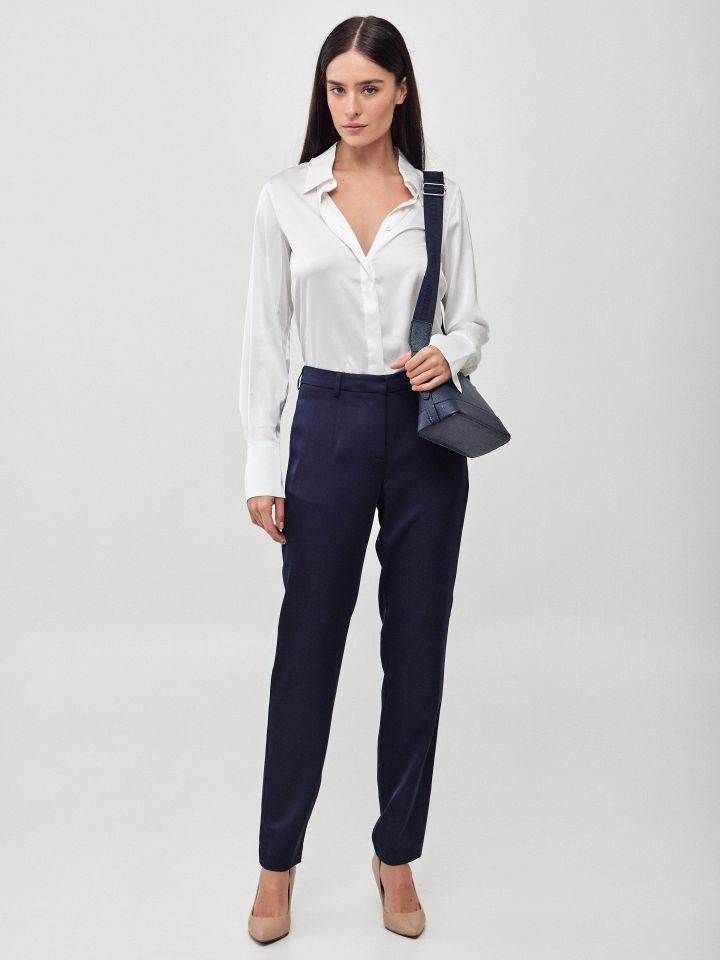 מכנסיים סטן 8/9 בצבע נייבי