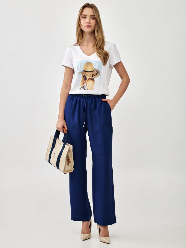 מכנסיים קשירה ROMI PROMO בצבע כחול אינדיגו