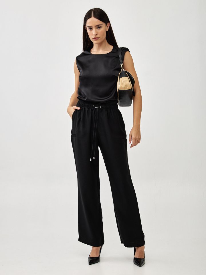 מכנסיים קשירה ROMI PROMO בצבע שחור