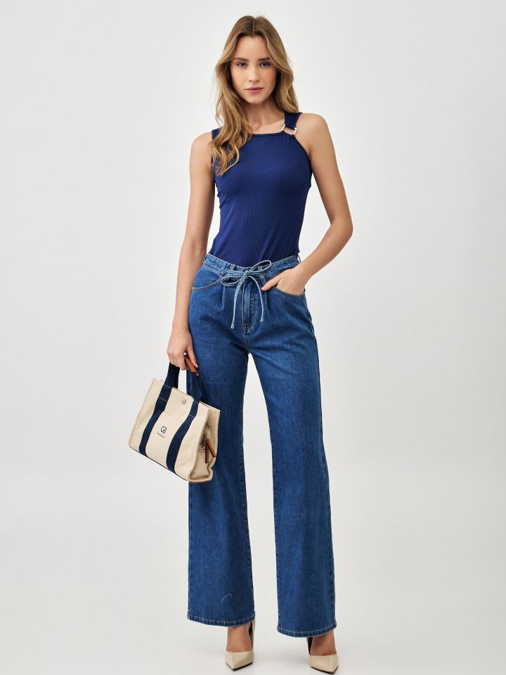 מכנסיים גינס מתרחב בצבע ג’ינס כהה