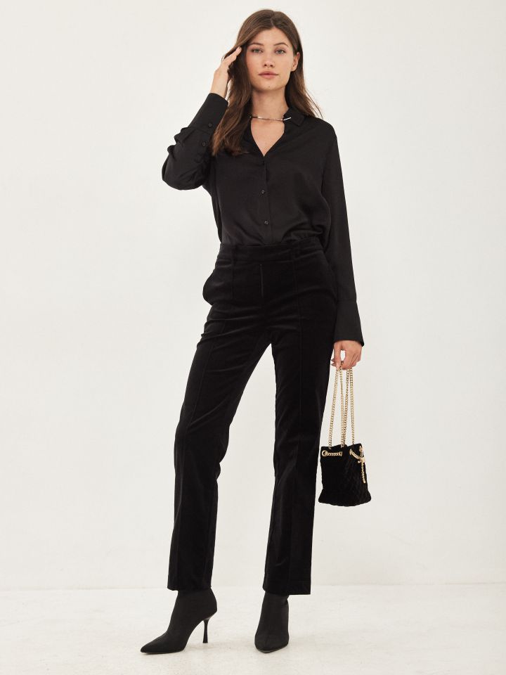 מכנס קטיפה  ROMI בצבע שחור