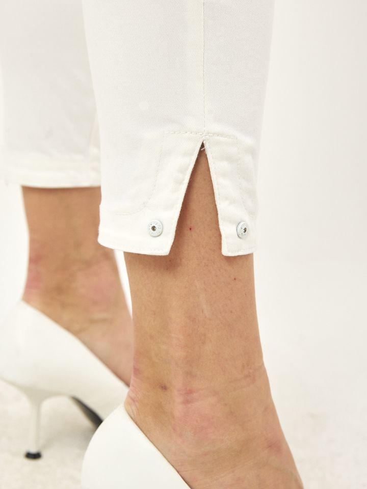 מכנסי דריל שליץ צד  PROMO בצבע לבן