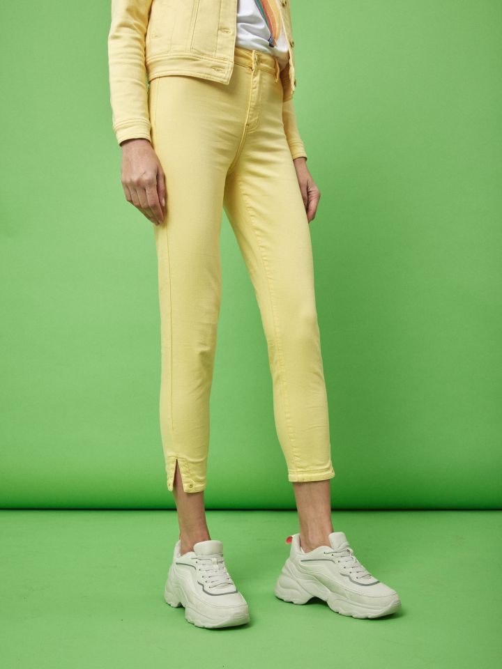 מכנסי דריל שליץ צד  PROMO בצבע צהוב