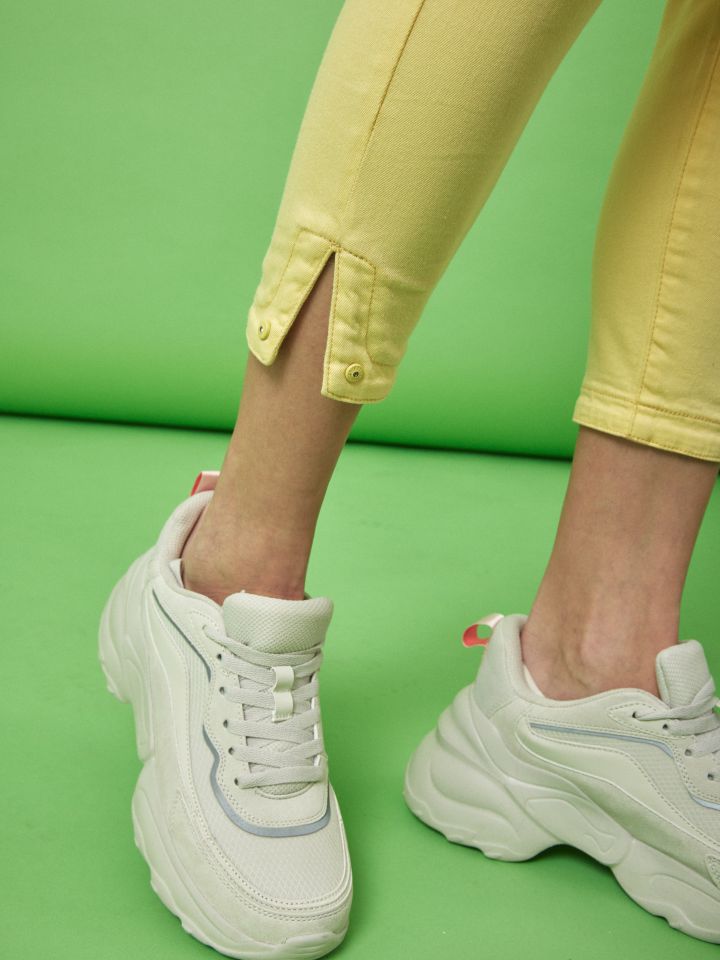 מכנסי דריל שליץ צד  PROMO בצבע צהוב