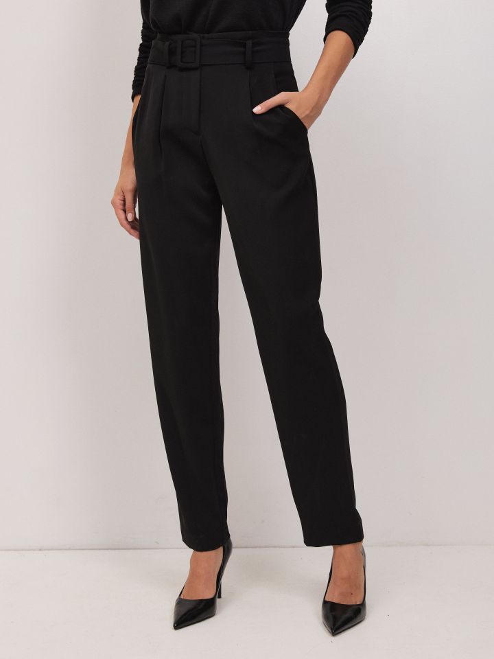 מכנסיים חגורה אבזם בצבע שחור