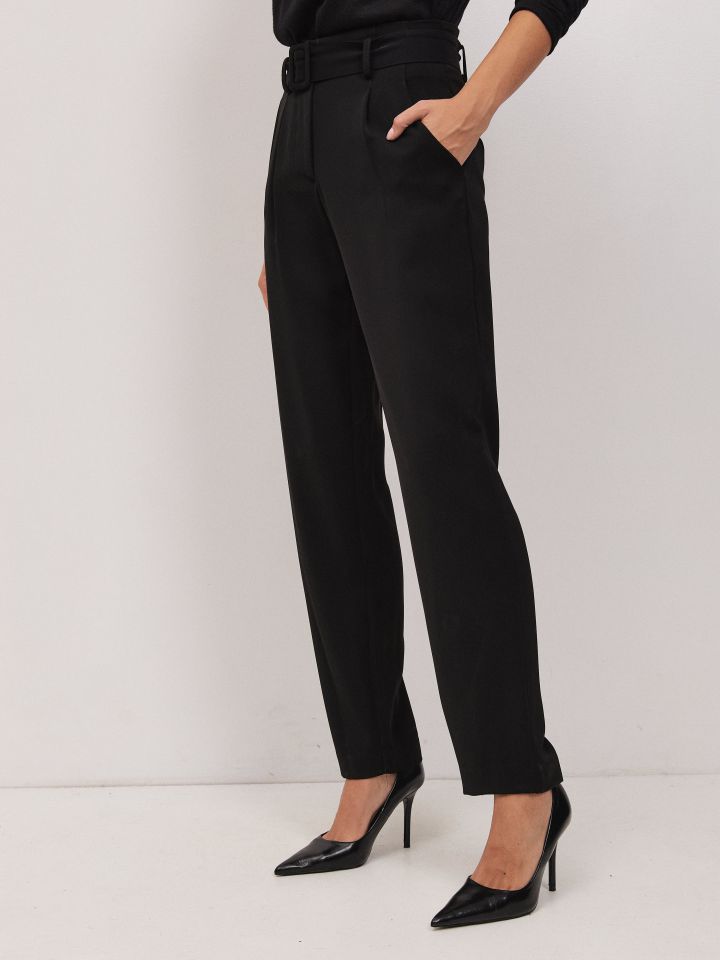 מכנסיים חגורה אבזם בצבע שחור