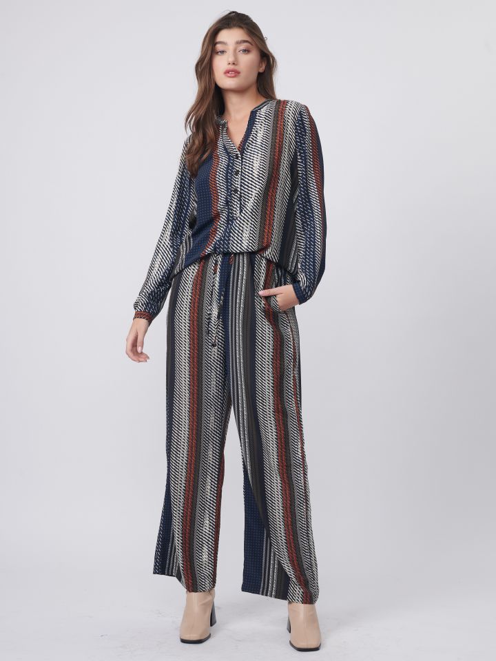 מכנסי דפוס פסים בצבע פסים