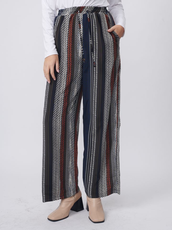 מכנסי דפוס פסים בצבע פסים