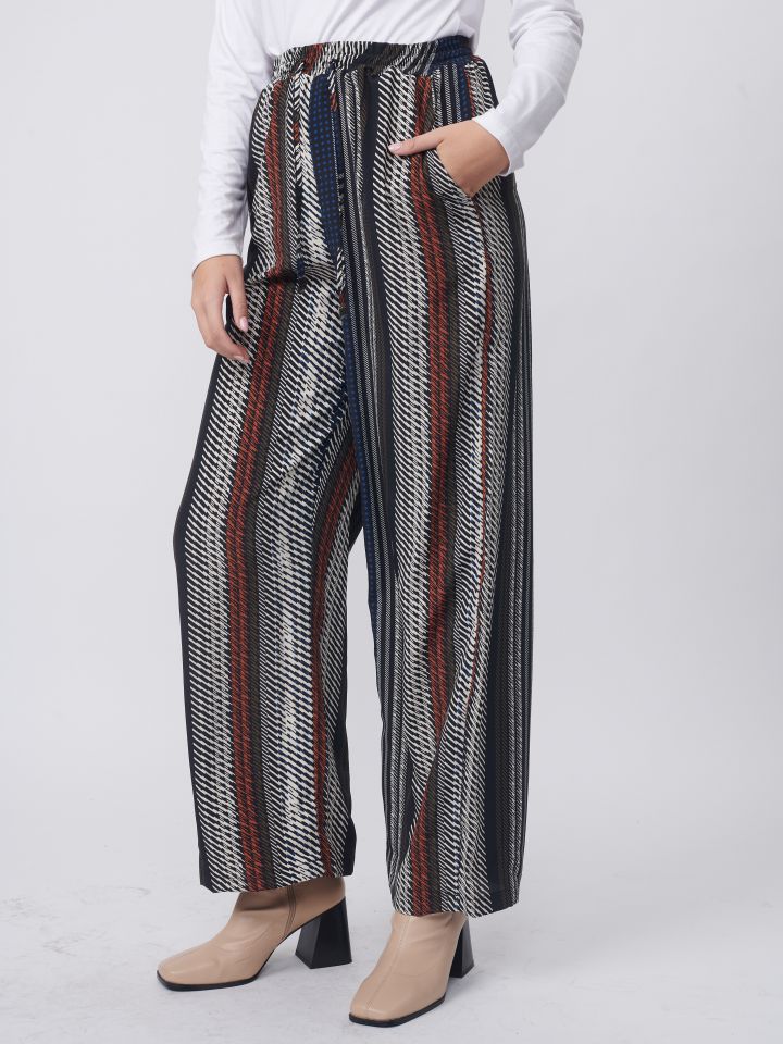 מכנסי דפוס פסים בצבע פסים