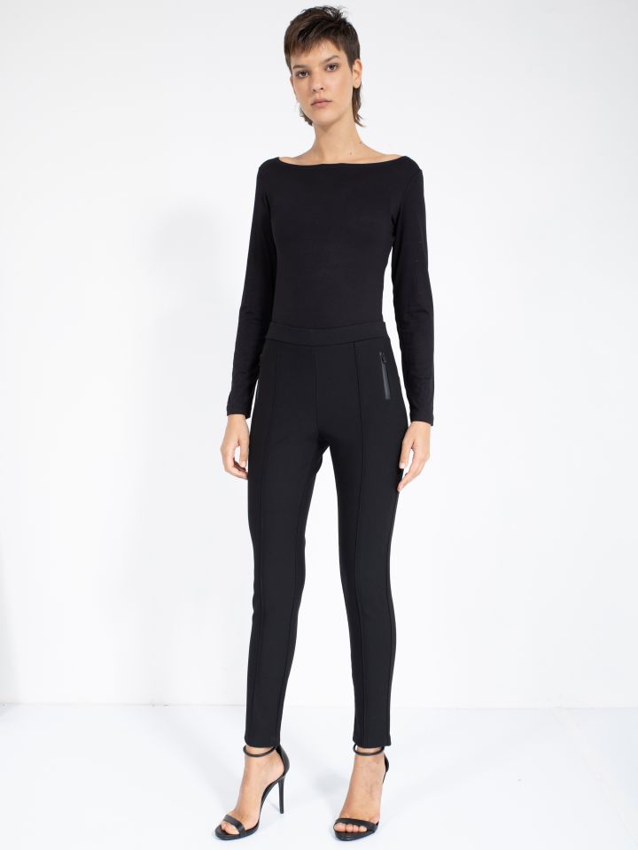 מכנסי מילנו רוכסנים בצבע שחור