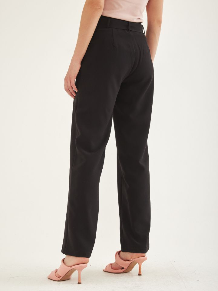 מכנסי חגורה קשירה בצבע שחור