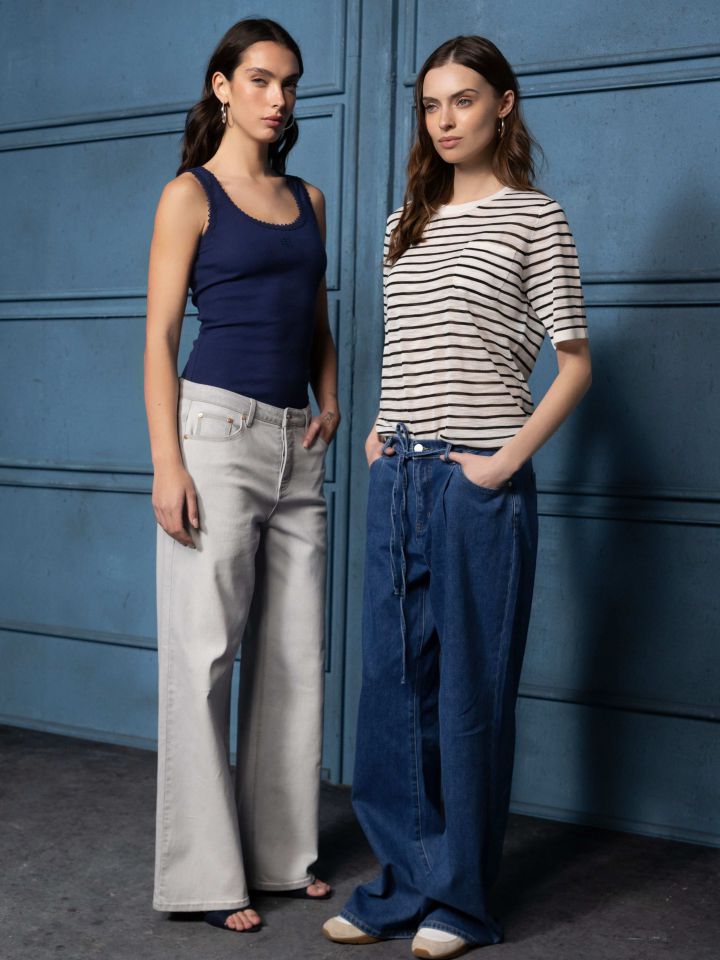 מכנסיים גינס GREY בצבע אפור כסף