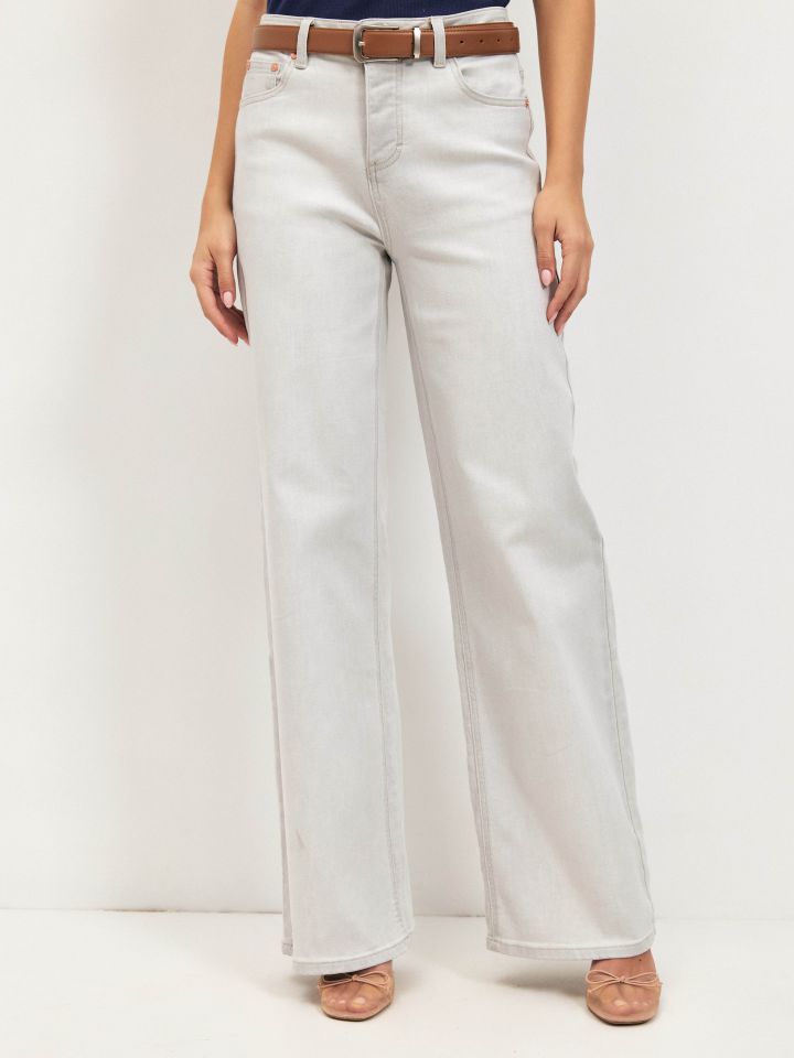 מכנסיים גינס GREY בצבע אפור כסף