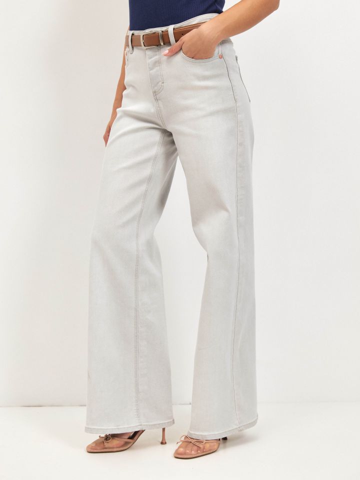 מכנסיים גינס GREY בצבע אפור כסף