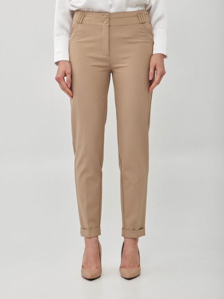 מכנסיים כיסי צד מנג’ט בצבע מוקה