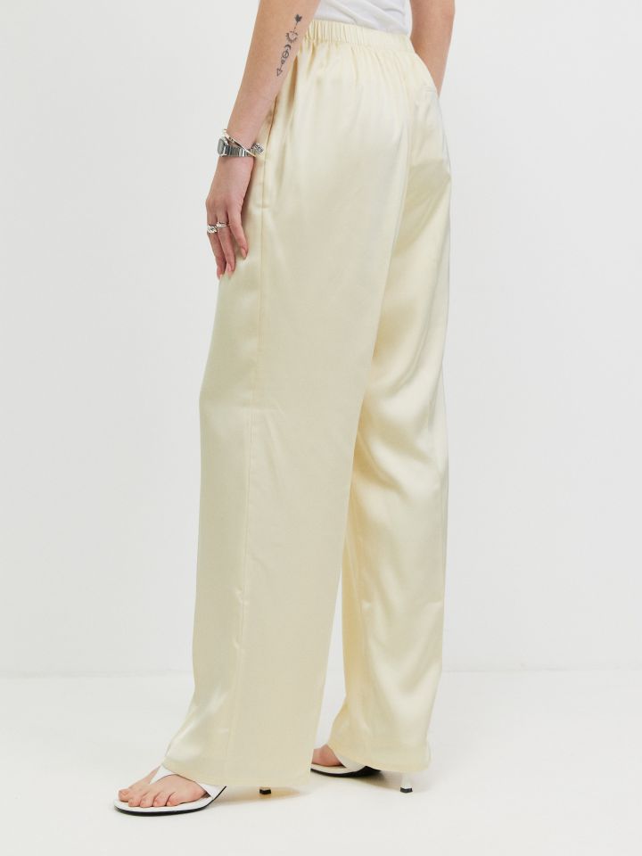 מכנסיים סטן PROMO בצבע לימון