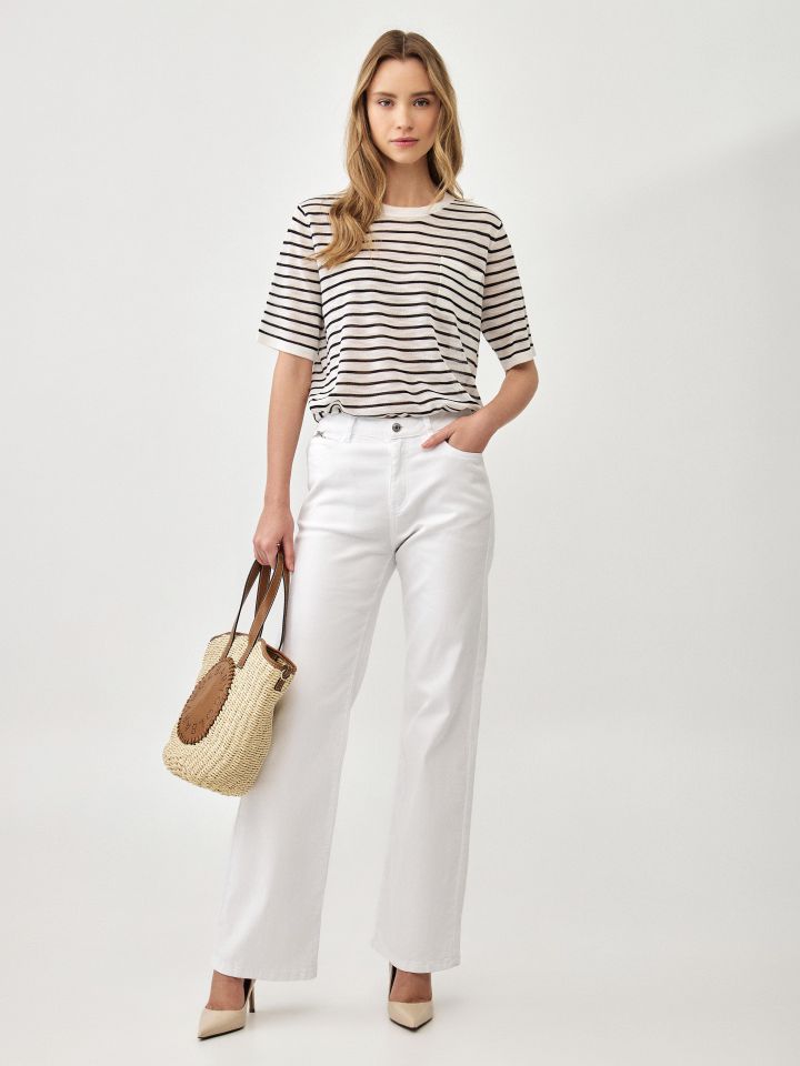 מכנסיים דריל אבזמים בצבע לבן