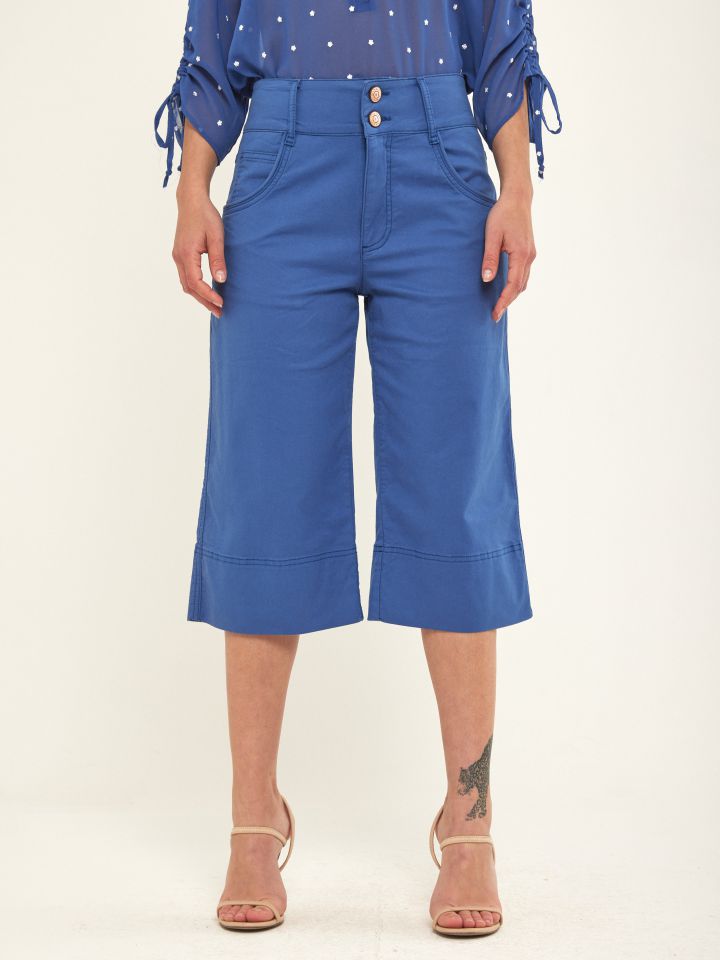 מכנסי ברך זוג כפתורים PROMO בצבע כחול דיו