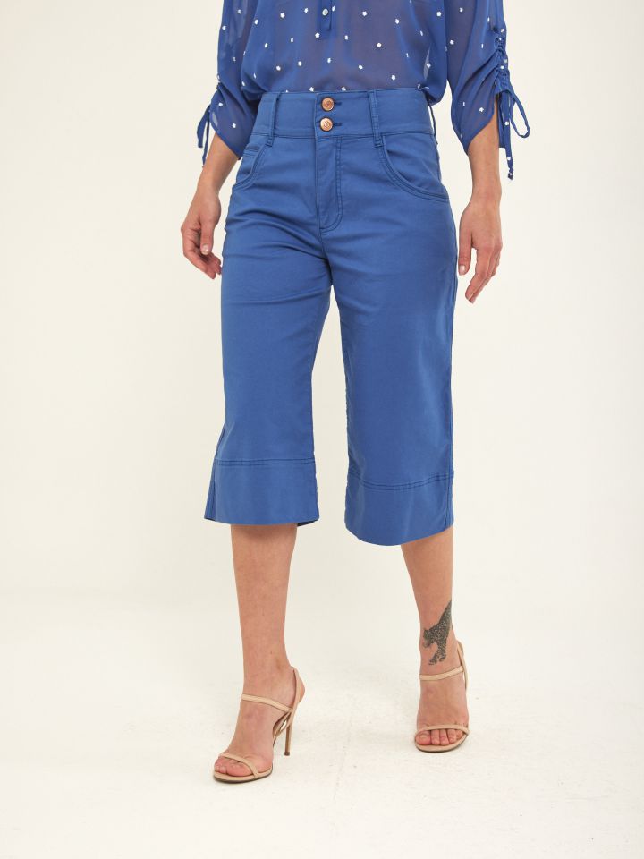 מכנסי ברך זוג כפתורים PROMO בצבע כחול דיו