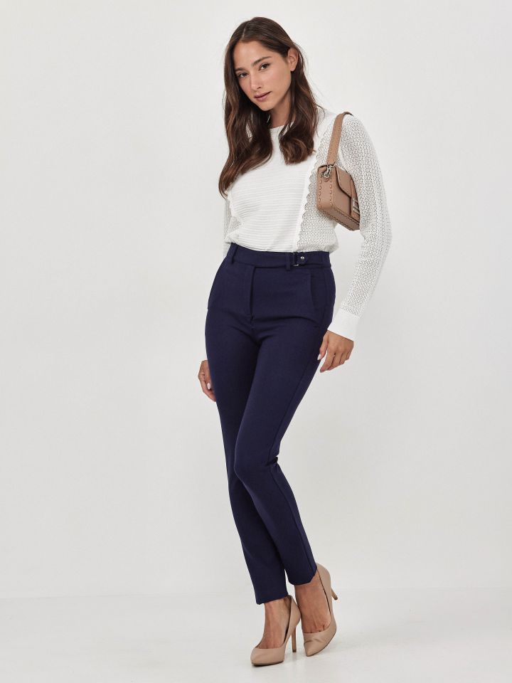 מכנסיים מילנו SHIRA PROMO בצבע נייבי