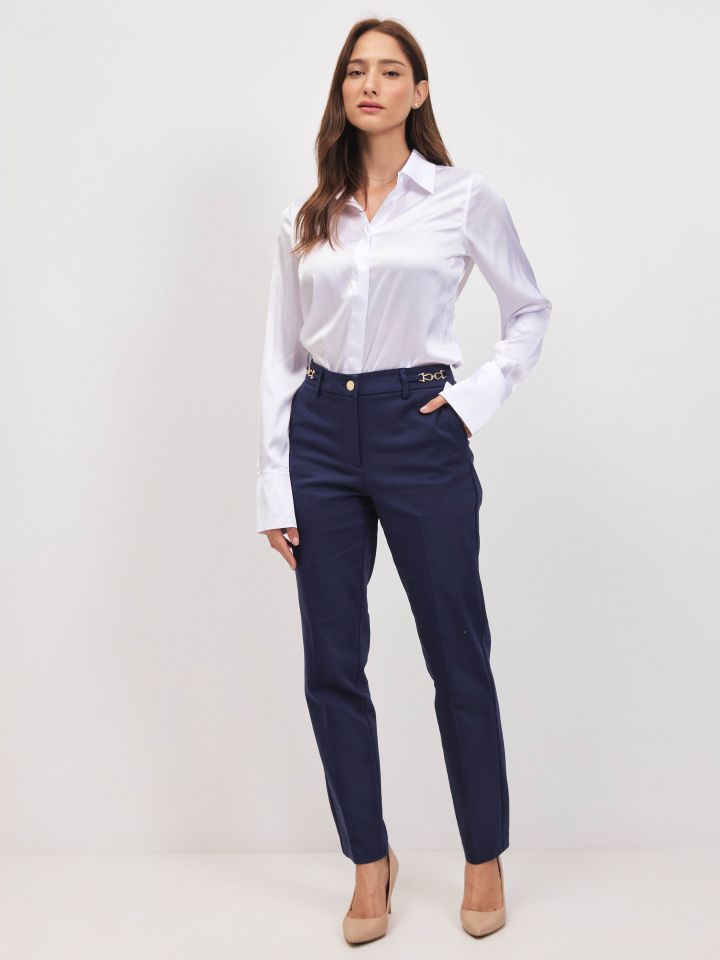 מכנסיים שילוב אבזמים בצבע נייבי