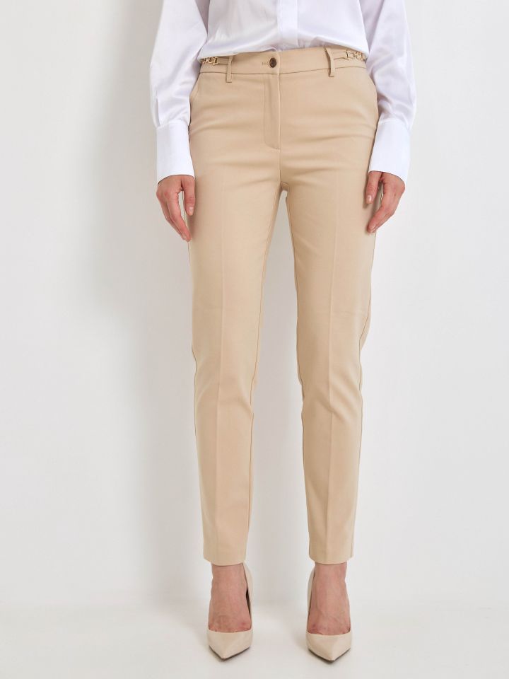 מכנסיים שילוב אבזמים בצבע קאמל