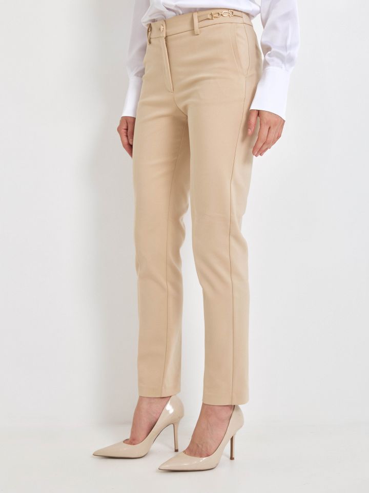 מכנסיים שילוב אבזמים בצבע קאמל