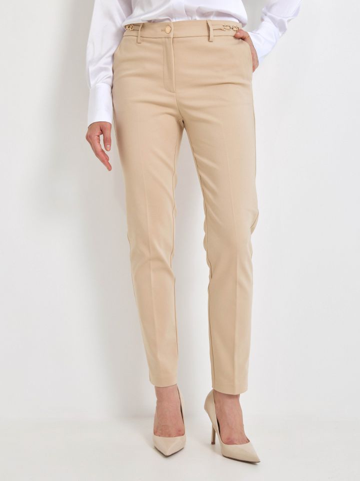 מכנסיים שילוב אבזמים בצבע קאמל