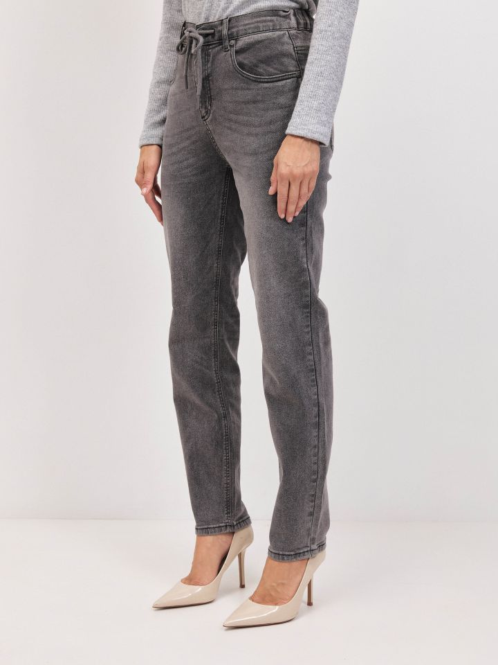 מכנסיים ג’ינס גומי בגב PROMO בצבע ג’ינס אפור