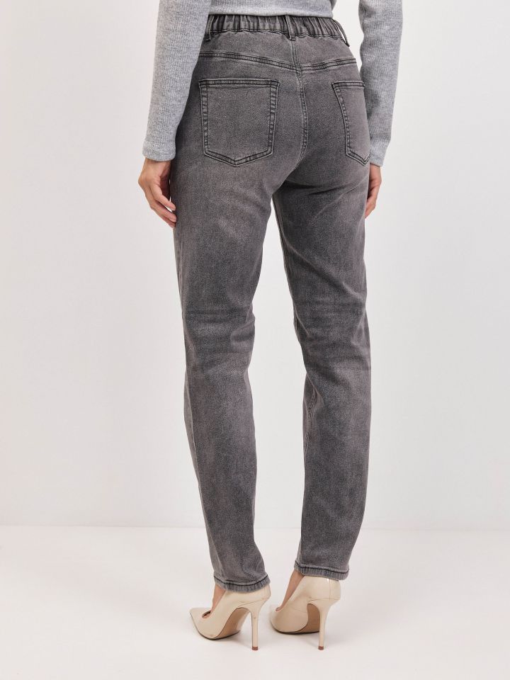 מכנסיים ג’ינס גומי בגב PROMO בצבע ג’ינס אפור