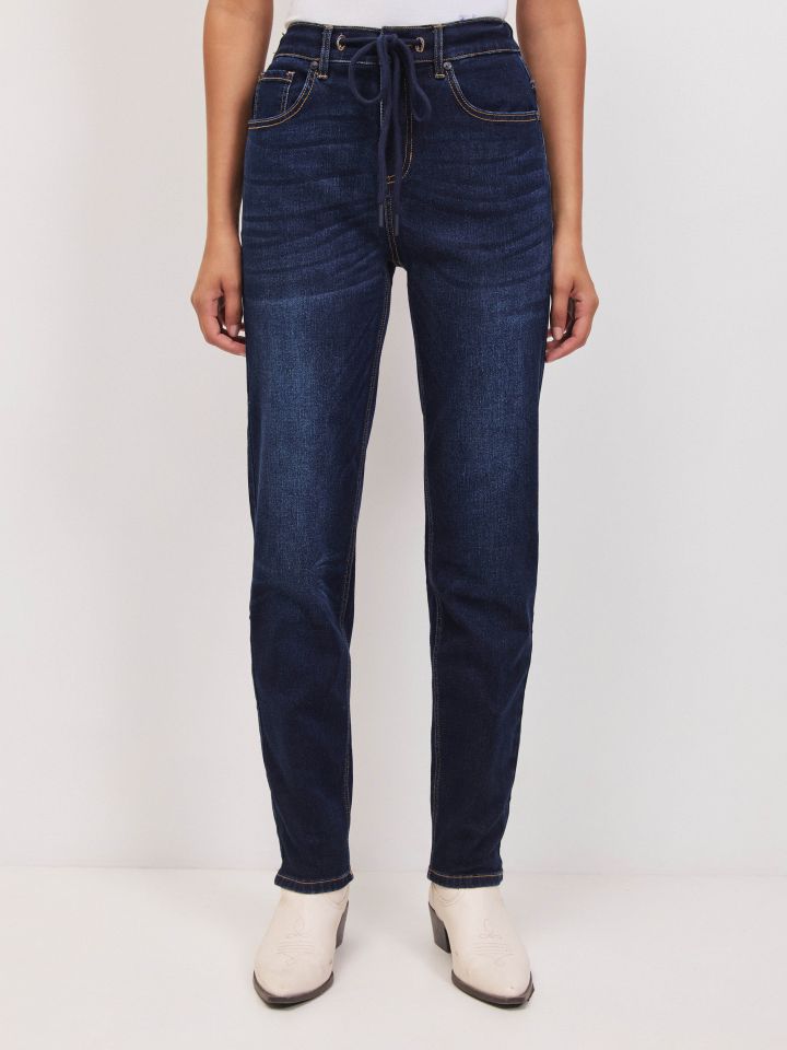 מכנסיים ג’ינס גומי בגב PROMO בצבע ג’ינס כהה